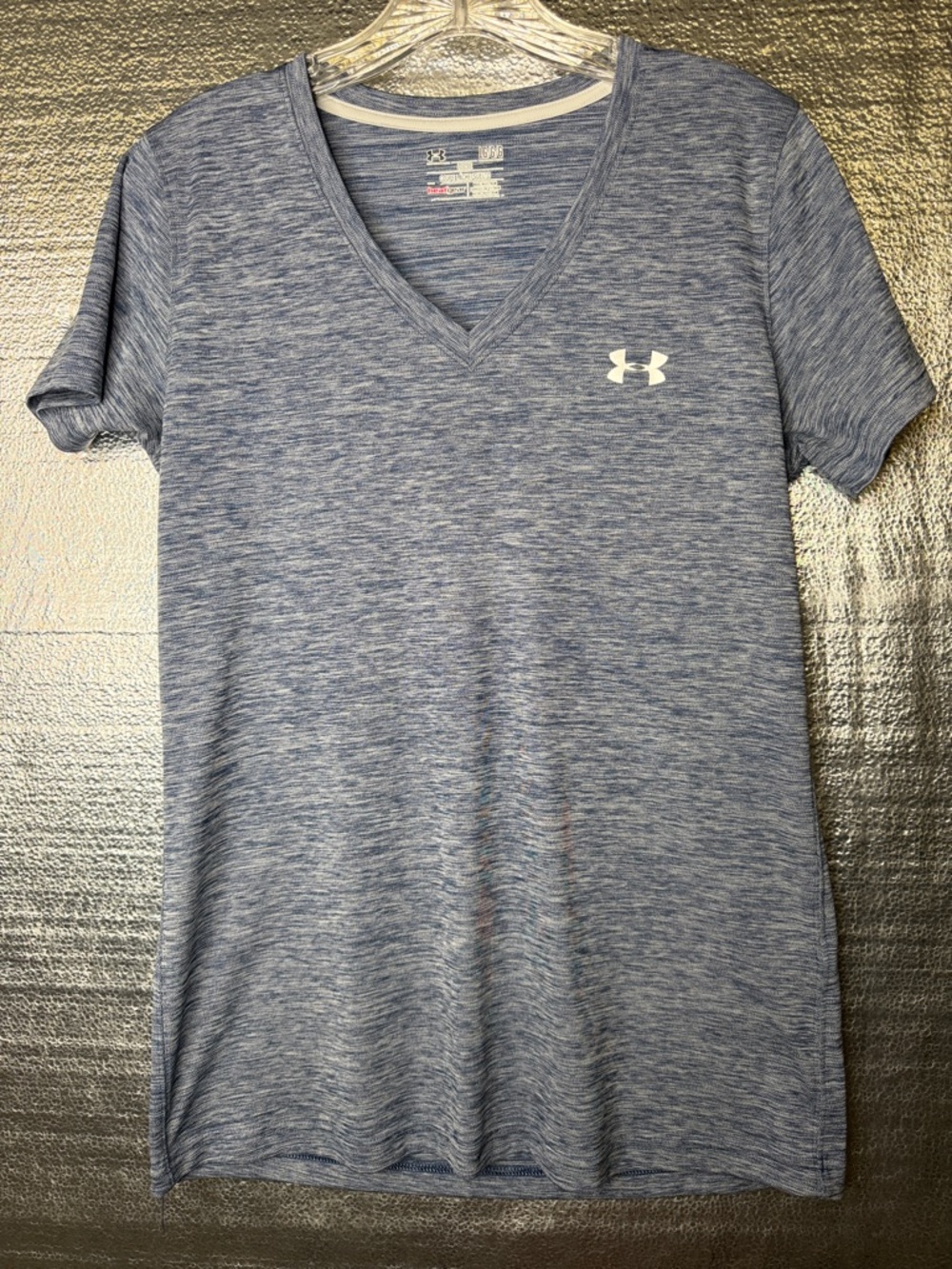 Under Armour Heathered Light Blue V-Neck Performance Tee